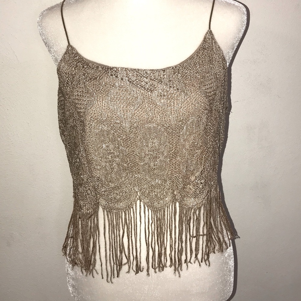 gold fringe tank top